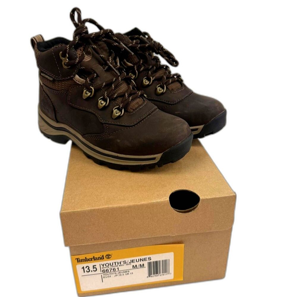 Timberland White Ledge Youth Brown Hiking Boots Waterproof Size 13.5 NIB